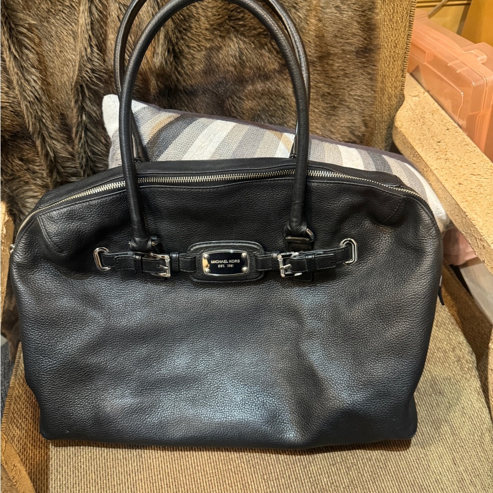 Michael Kors‎ Black Pebbled Leather  XL Tote Satchel weekender